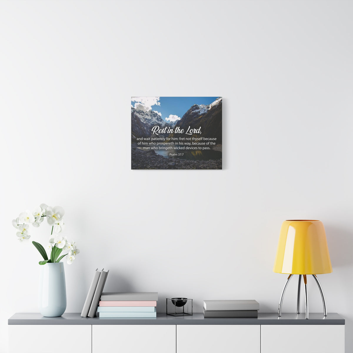 Bible Verse Canvas Rest in The Lord Psalm 37:7 Christian Home Decor Scripture Art-Express Your Love Gifts