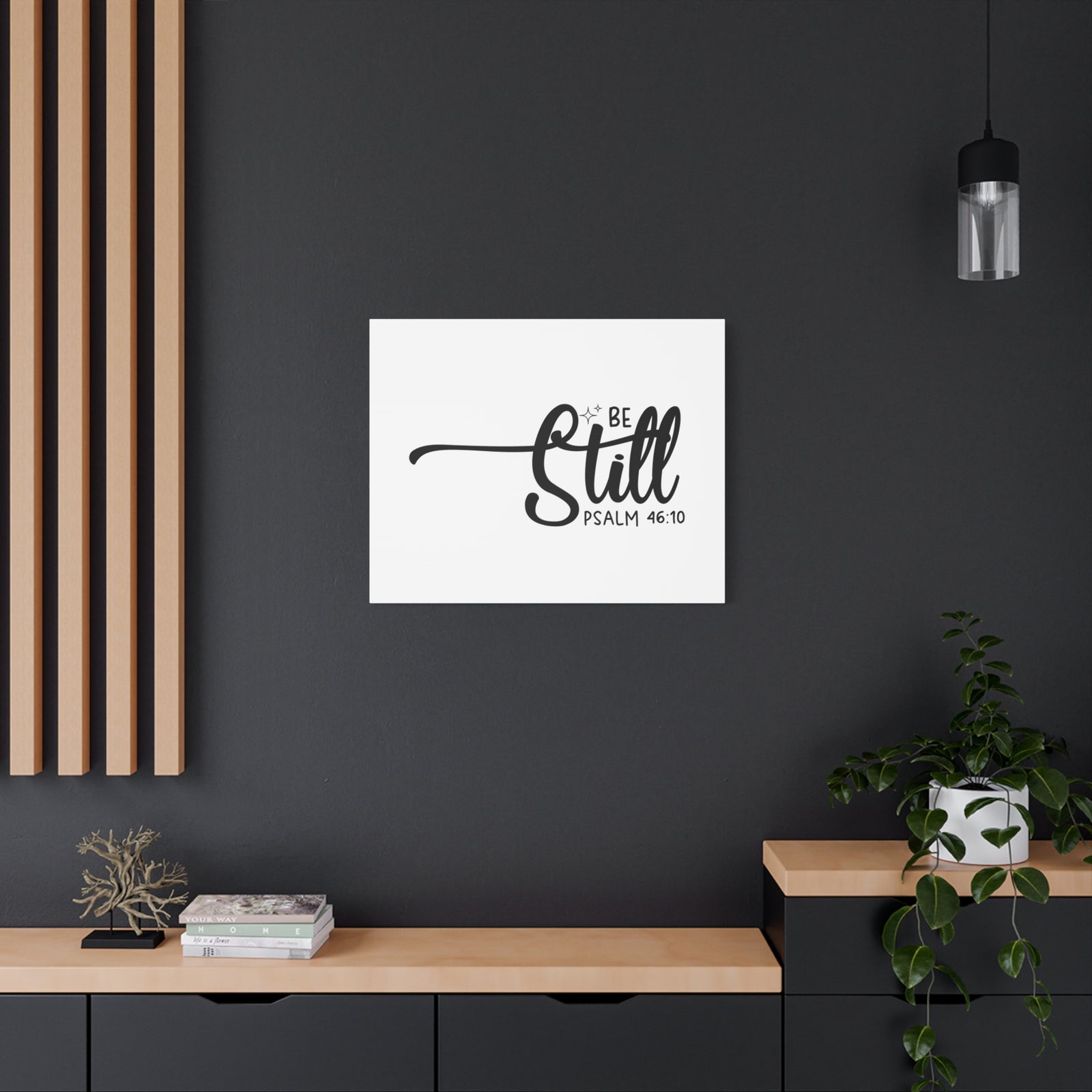Scripture Canvas Be Still White Psalm 46:10 Christian Wall Art Bible Verse Print Ready to Hang-Express Your Love Gifts