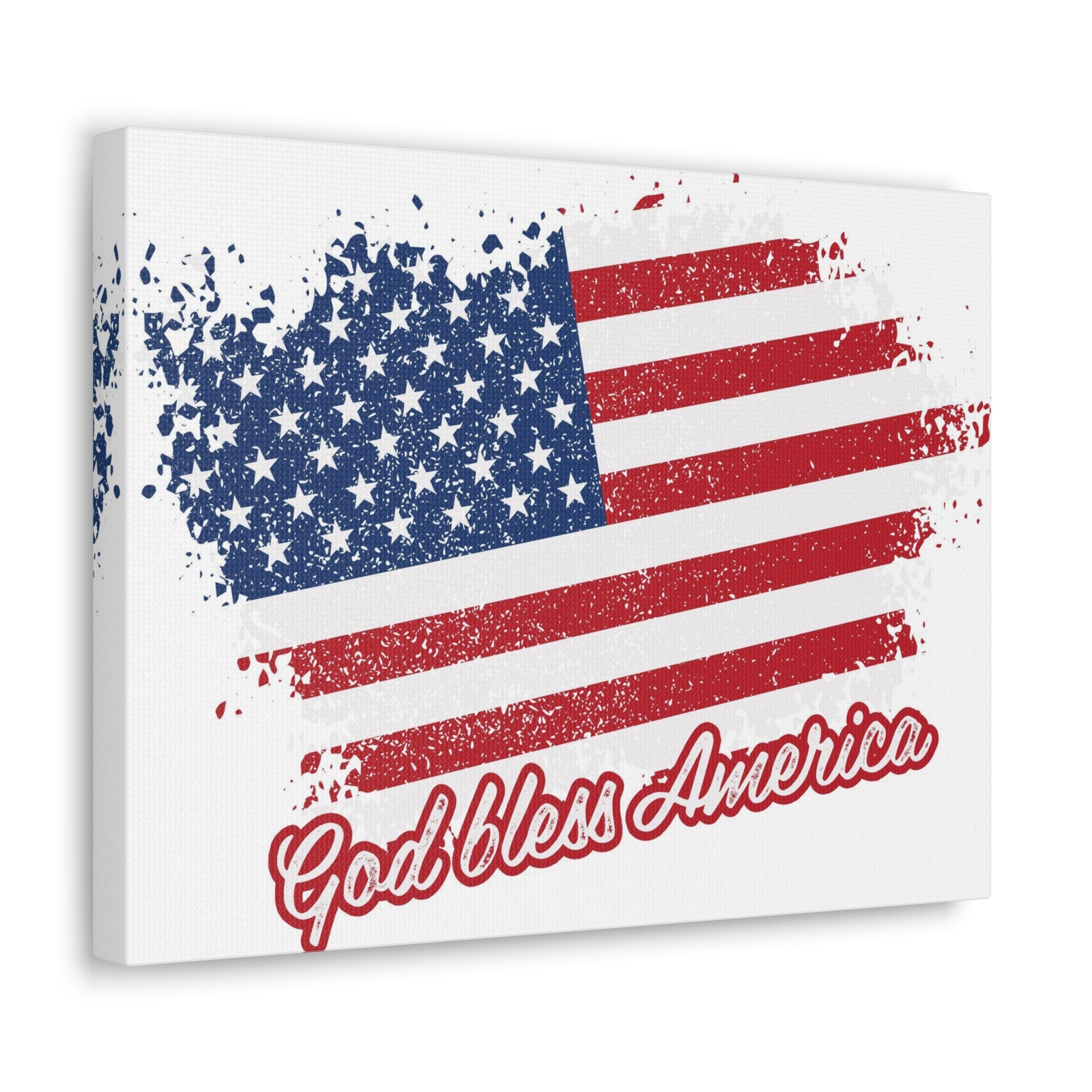God Bless America On White Background Canvas Wall Art for Home Decor Ready-to-Hang-Express Your Love Gifts