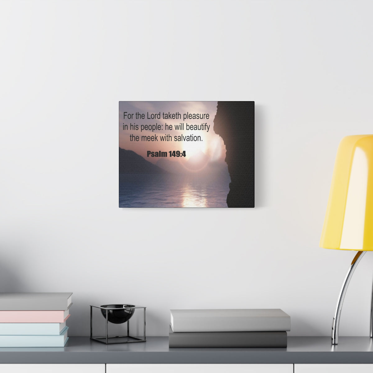 Scripture Canvas Beutify the Meek Psalm 149:4 Christian Wall Art Bible Verse Print Ready to Hang-Express Your Love Gifts
