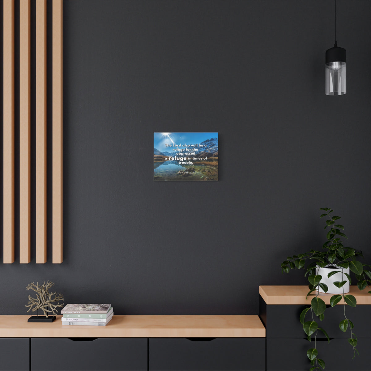 Scripture Canvas A Refuge Psalm 9:9 Christian Wall Art Bible Verse Print Ready to Hang-Express Your Love Gifts