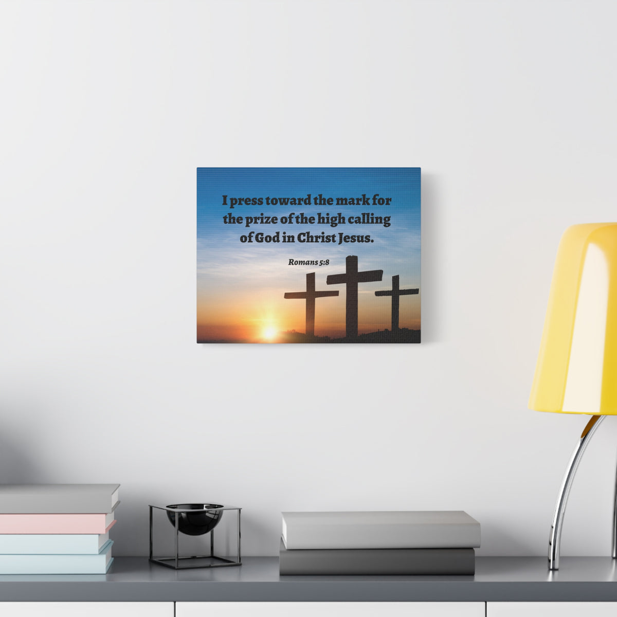 Scripture Walls High Calling Of God Romans 5:8 Bible Verse Canvas Christian Wall Art Ready to Hang-Express Your Love Gifts