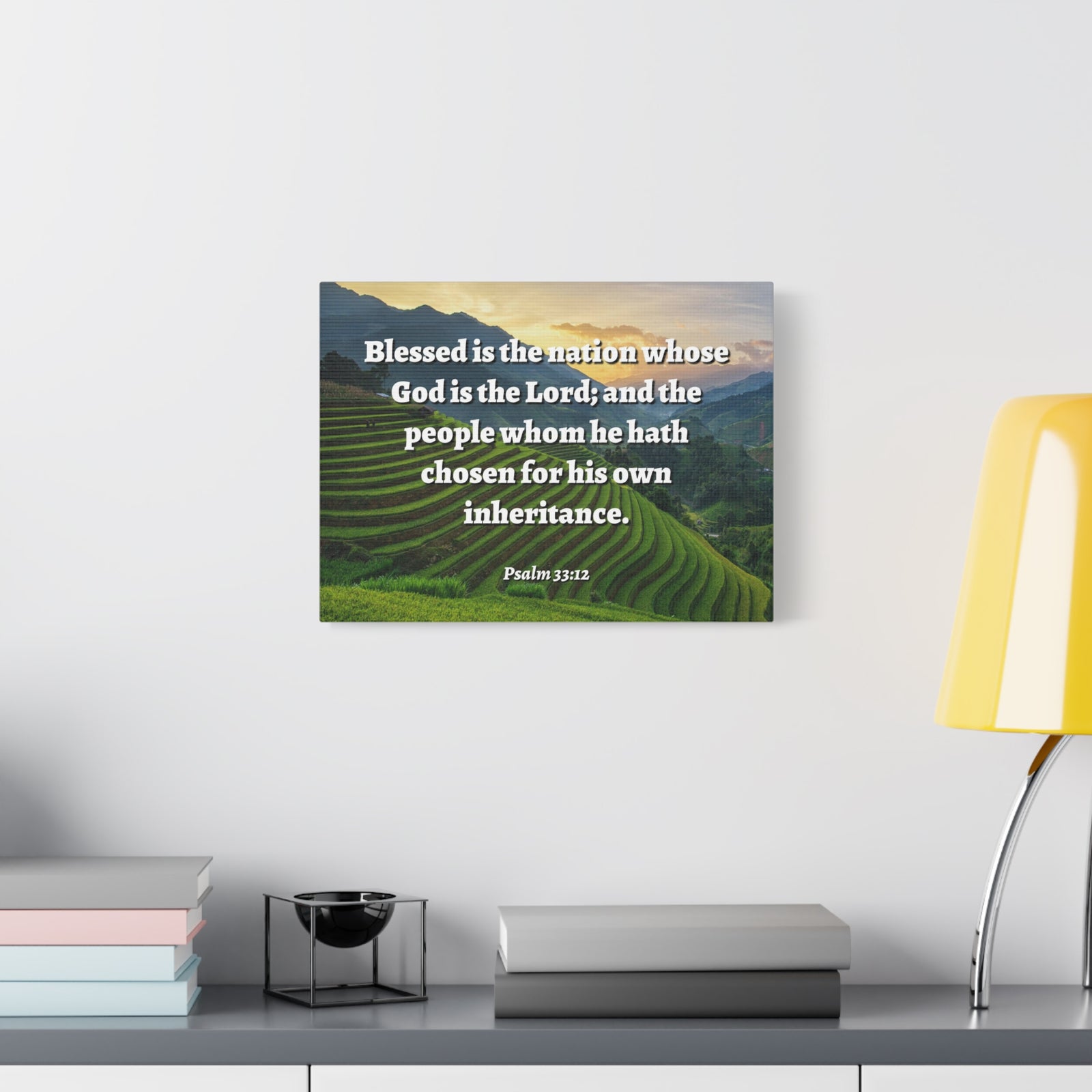 Scripture Walls Blessed Is The Nation Psalm 33:12 Bible Verse Canvas Christian Wall Art Ready to Hang-Express Your Love Gifts