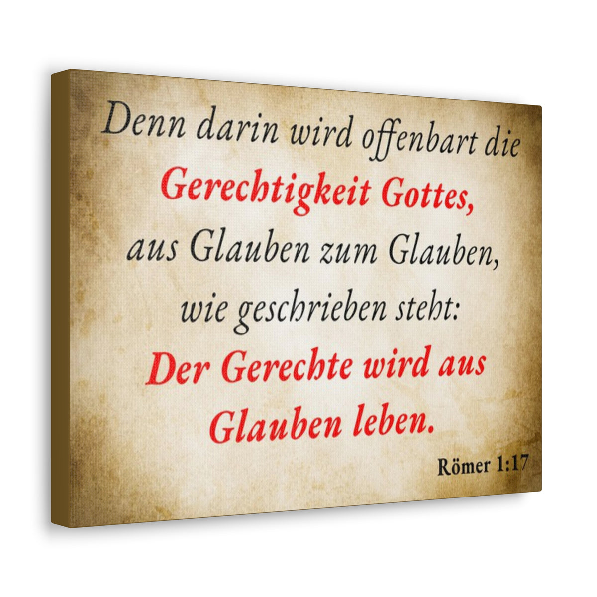 Scripture Walls Römer 1:17 Romans 1:17 Live By Faith German Gold Bible Verse Canvas Christian Wall Art Ready to Hang Unframed-Express Your Love Gifts