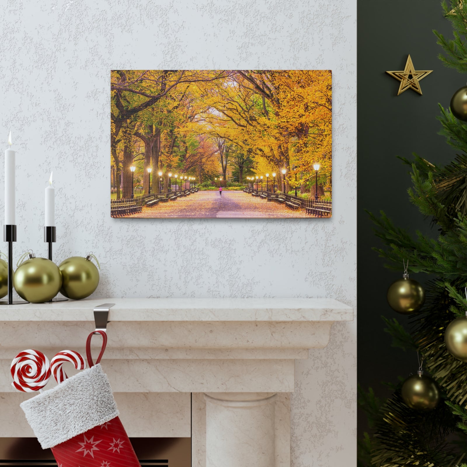 Orange Tree Autumn Park Nature Wilderness Photography Canvas Wall Art for Home Decor Ready-to-Hang-Express Your Love Gifts