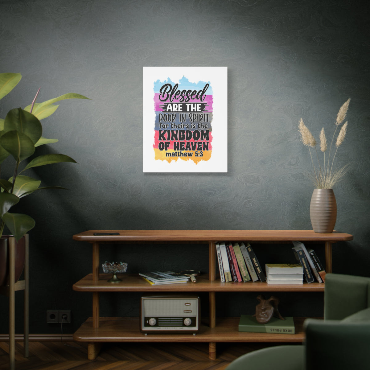 Scripture Walls Matthew 5:3 Kingdom of Heaven Colored Bible Verse Canvas Christian Wall Art Ready to Hang Unframed-Express Your Love Gifts