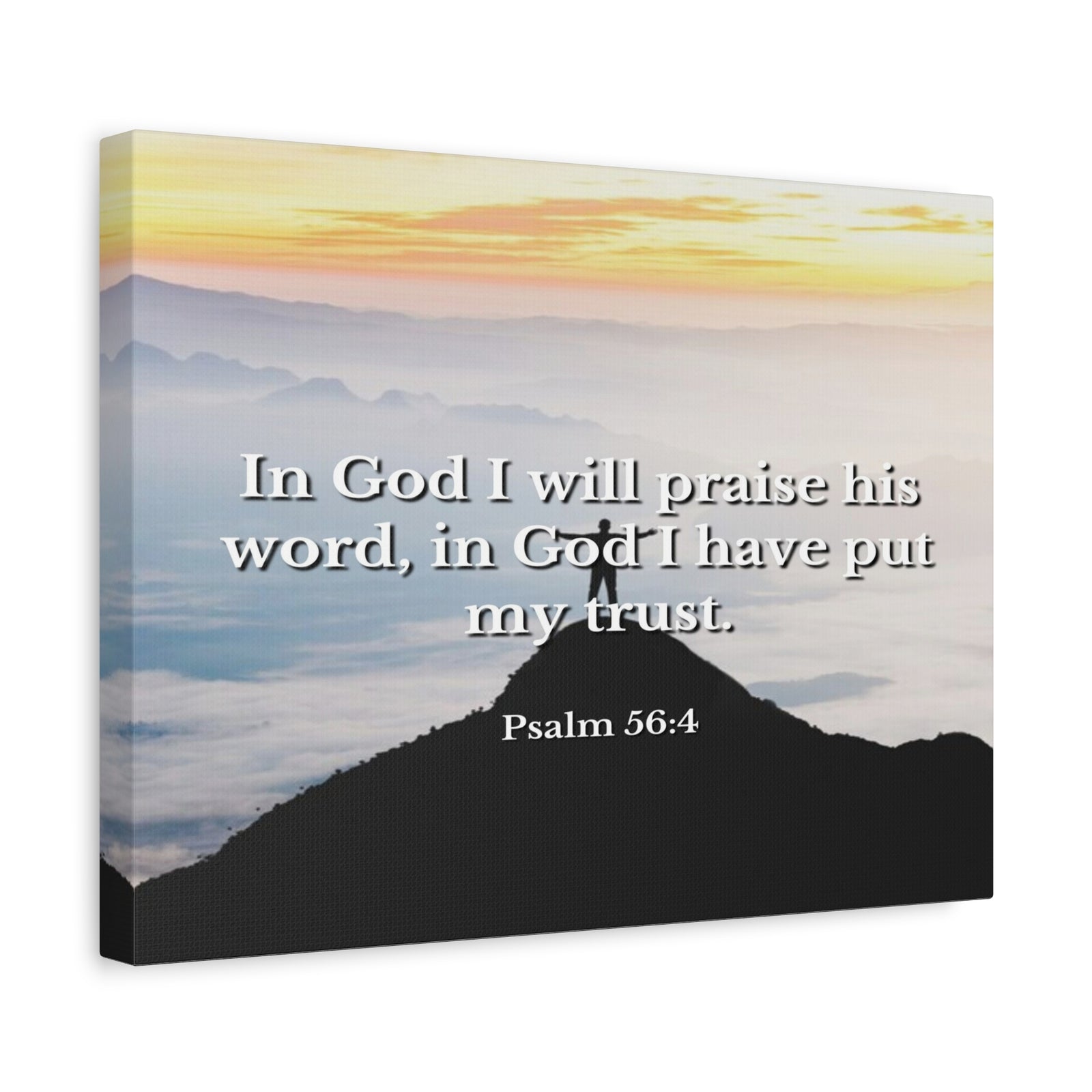 Scripture Canvas Praise His Word Psalm 56:4 Christian Wall Art Bible Verse Print Ready to Hang-Express Your Love Gifts