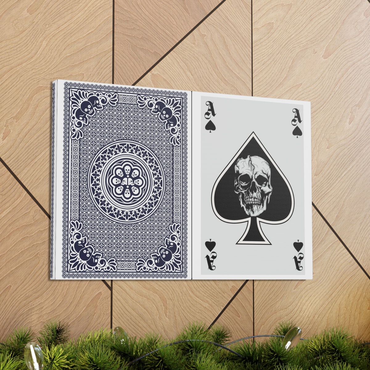 Ace of Spades With Skull Playing Card Canvas Wall Art for Home Decor Ready-to-Hang-Express Your Love Gifts