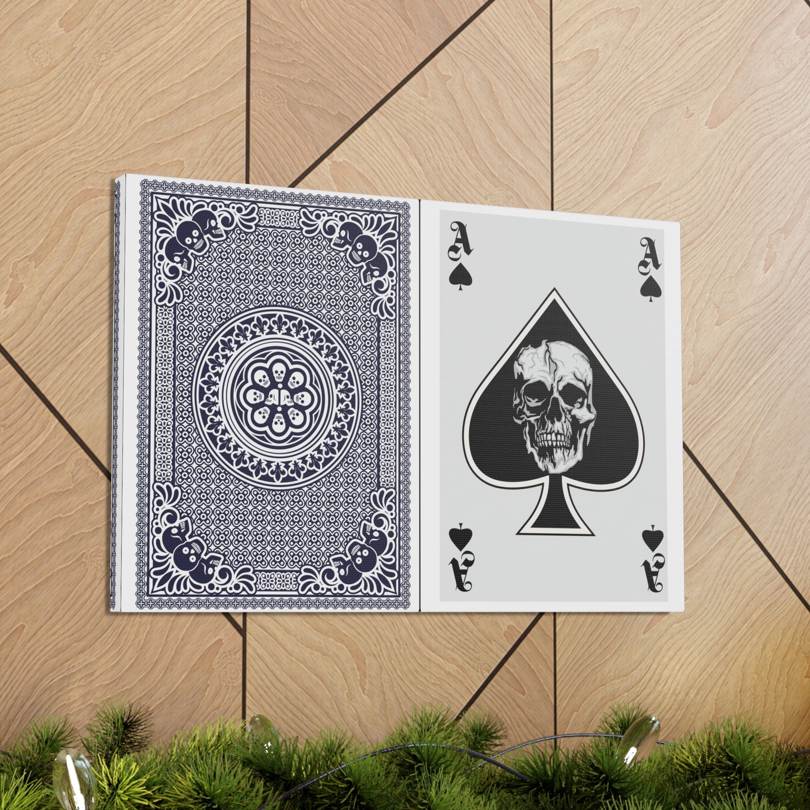 Ace of Spades With Skull Playing Card Canvas Wall Art for Home Decor Ready-to-Hang-Express Your Love Gifts
