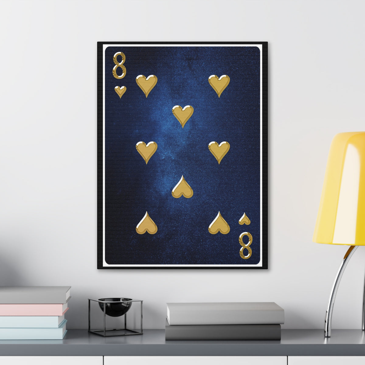 Eight Of Hearts Space Background Playing Card Canvas Wall Art for Home Decor Ready-to-Hang-Express Your Love Gifts