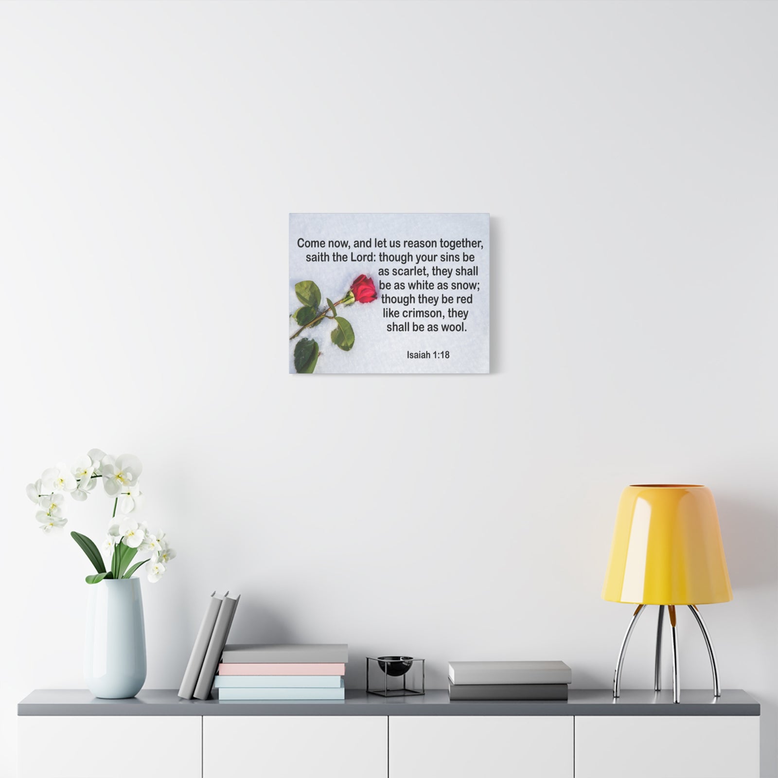 Bible Verse Canvas Come Now Isaiah 1:18 Christian Home Décor Wall Art Scripture Ready to Hang Faith Print-Express Your Love Gifts