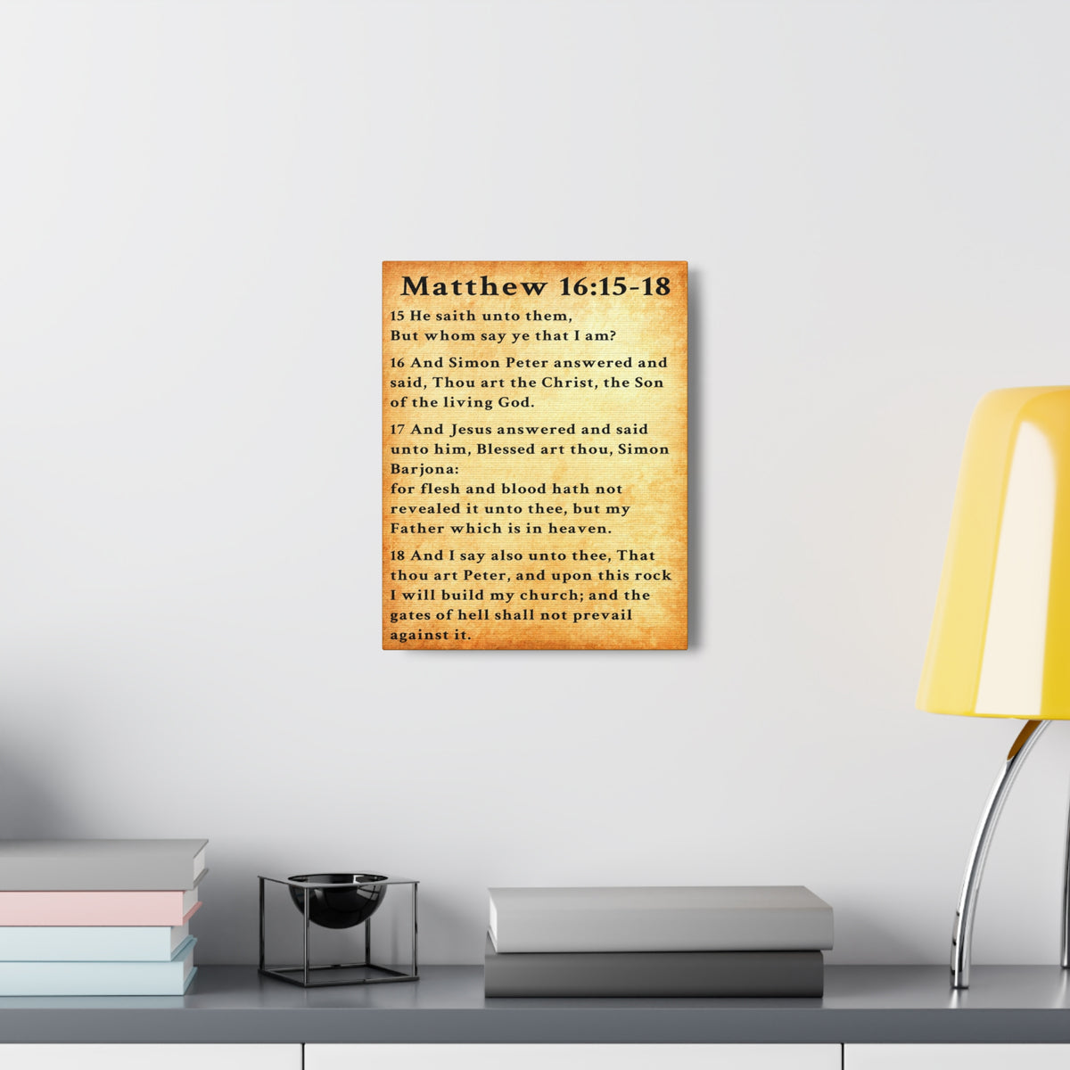 Scripture Walls Matthew 16:15-18 KJV Bible Verse Canvas Christian Wall Art Ready to Hang Unframed-Express Your Love Gifts