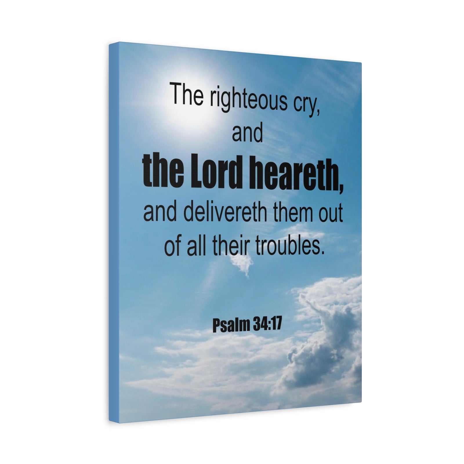 Scripture Walls The Lord Heareth Psalm 34:17 Bible Verse Canvas Christian Wall Art Ready to Hang-Express Your Love Gifts