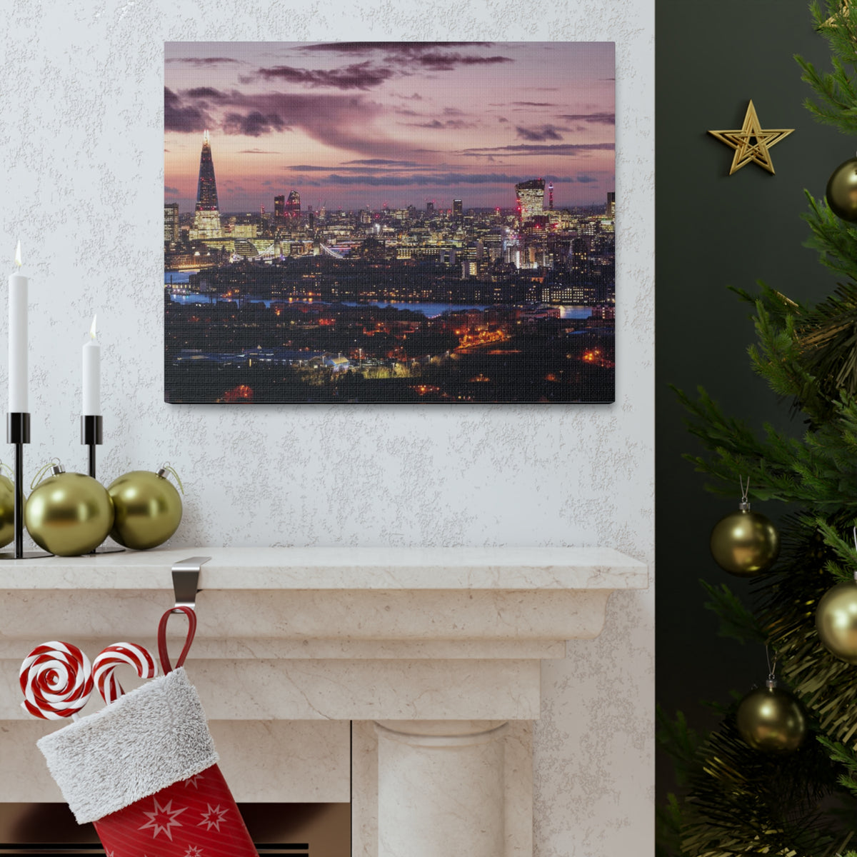 London Night Skyline Canvas Artwork High-Quality Breathtaking Stunning Cityscape for Home Decor Ready to Hang-Express Your Love Gifts