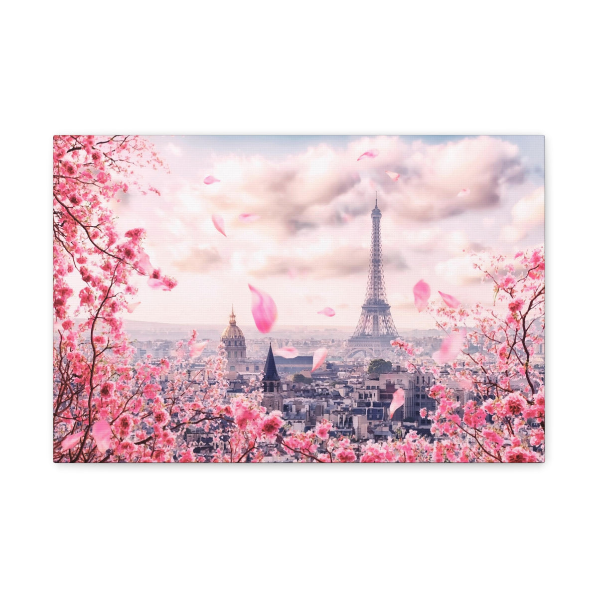 Paris Pink Tree Eiffel Tower France Canvas Artwork High-Quality Breathtaking French City for Home Decor Ready to Hang-Express Your Love Gifts