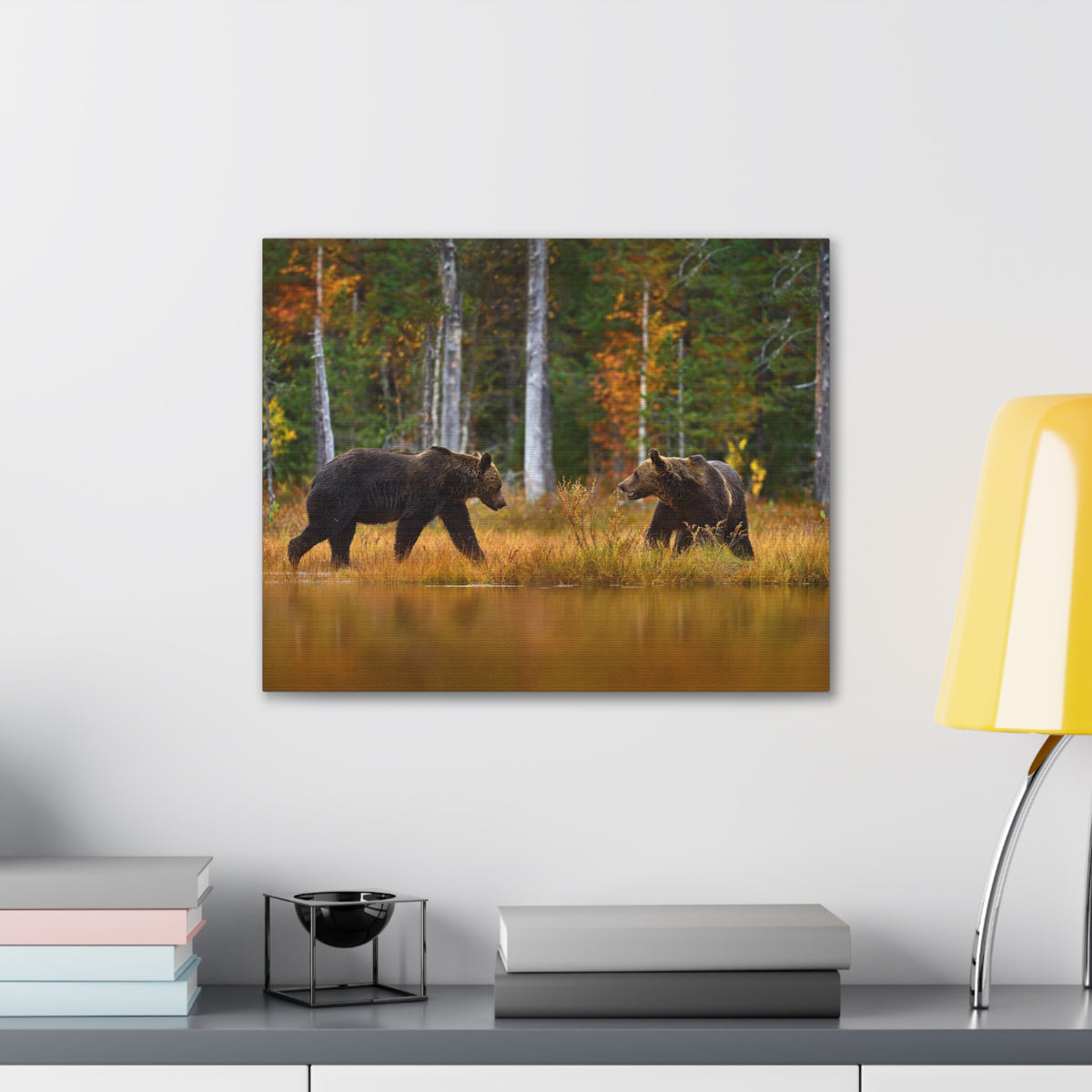 Spring Forest Bears Nature Wilderness Photography Canvas Wall Art for Home Decor Ready-to-Hang-Express Your Love Gifts
