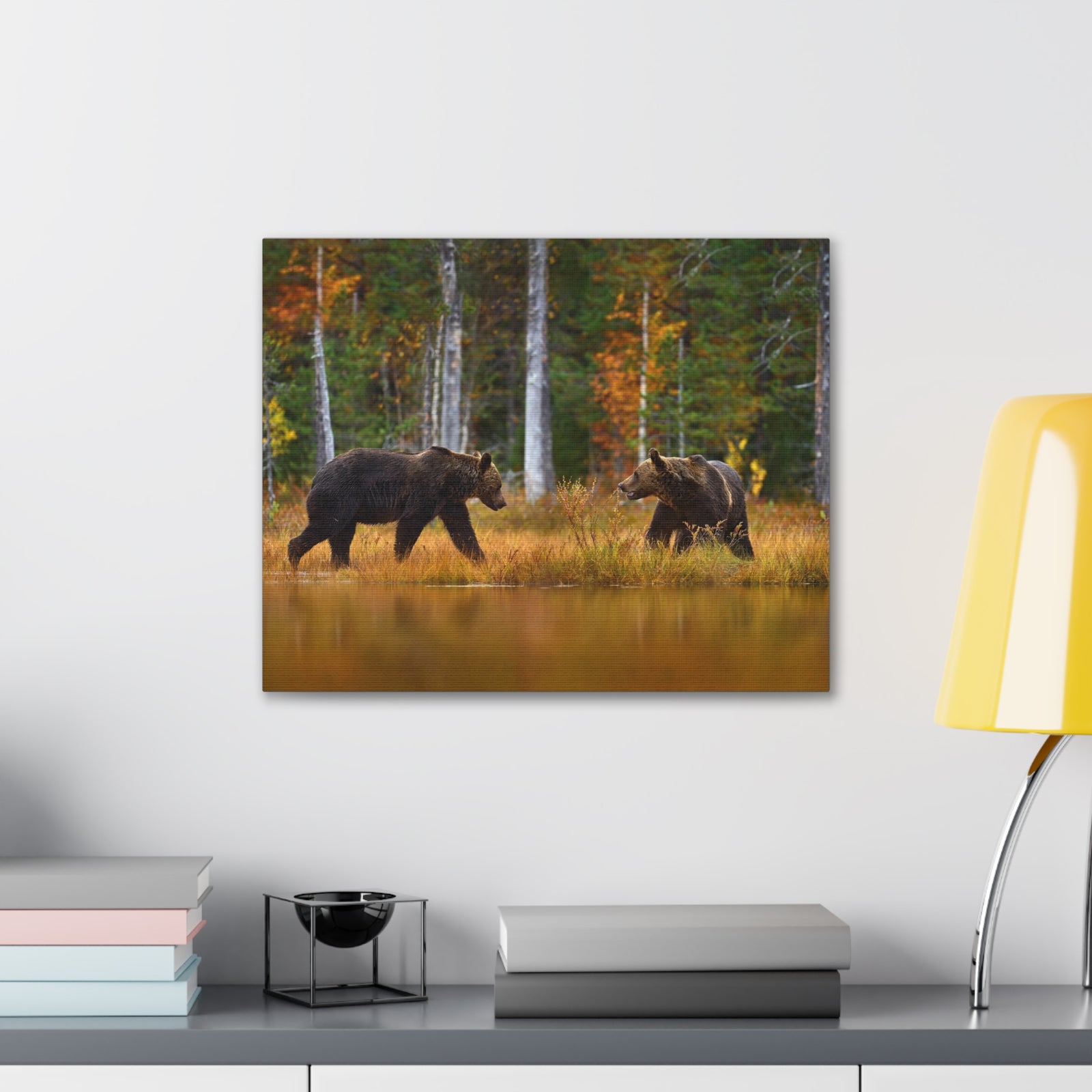 Spring Forest Bears Nature Wilderness Photography Canvas Wall Art for Home Decor Ready-to-Hang-Express Your Love Gifts