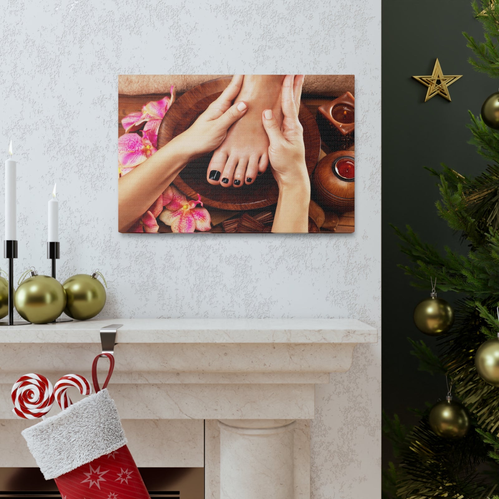 Massage Woman Foot Forest Floral Nature Photography Canvas Wall Art for Home Decor Ready-to-Hang-Express Your Love Gifts