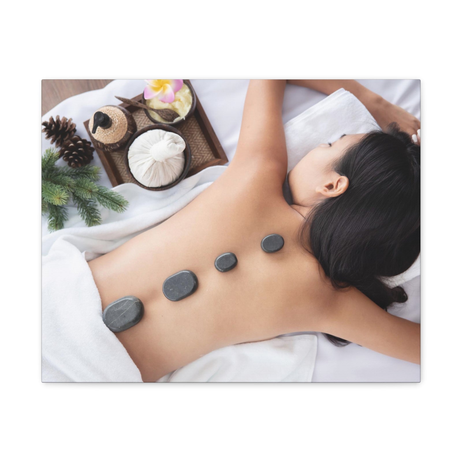 Rock Therapy Massage Forest Floral Nature Photography Canvas Wall Art for Home Decor Ready-to-Hang-Express Your Love Gifts