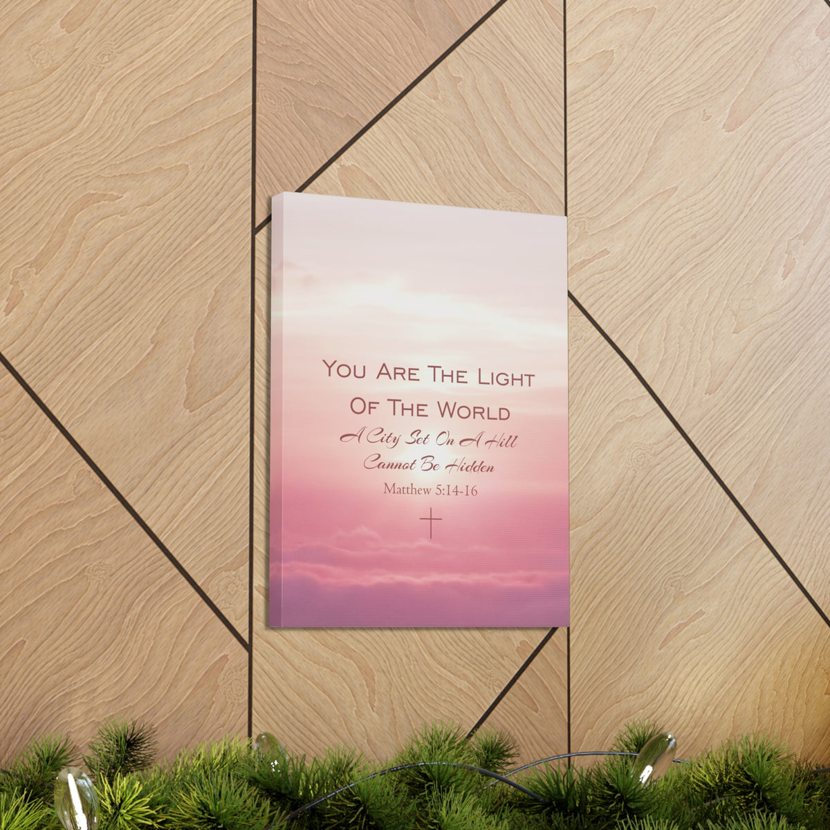 Scripture Canvas Light Of The World Matthew 5:14-16 Christian Wall Art Bible Verse Print Ready to Hang-Express Your Love Gifts
