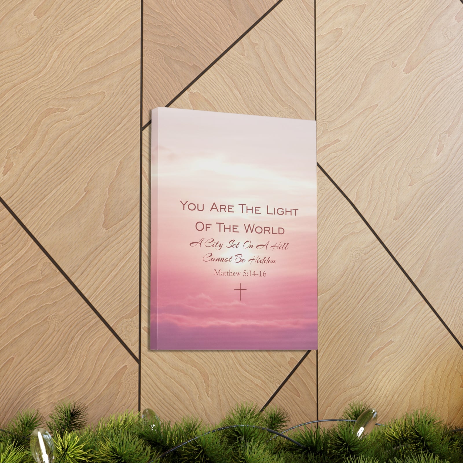 Scripture Canvas Light Of The World Matthew 5:14-16 Christian Wall Art Bible Verse Print Ready to Hang-Express Your Love Gifts