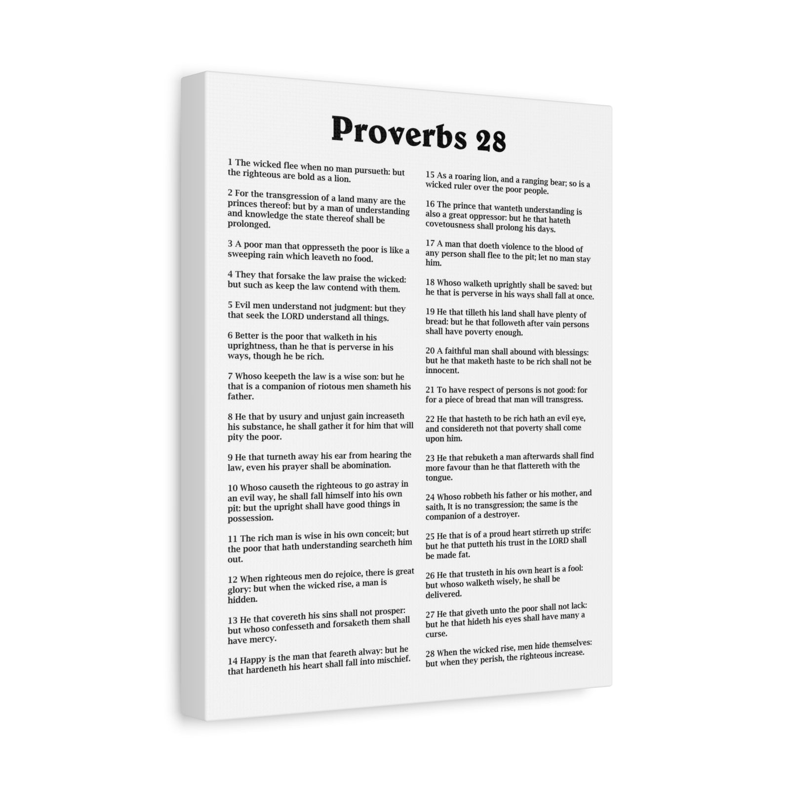 Scripture Walls Proverbs Chapter 28 White Bible Canvas Christian Wall Art Ready to Hang Unframed-Express Your Love Gifts