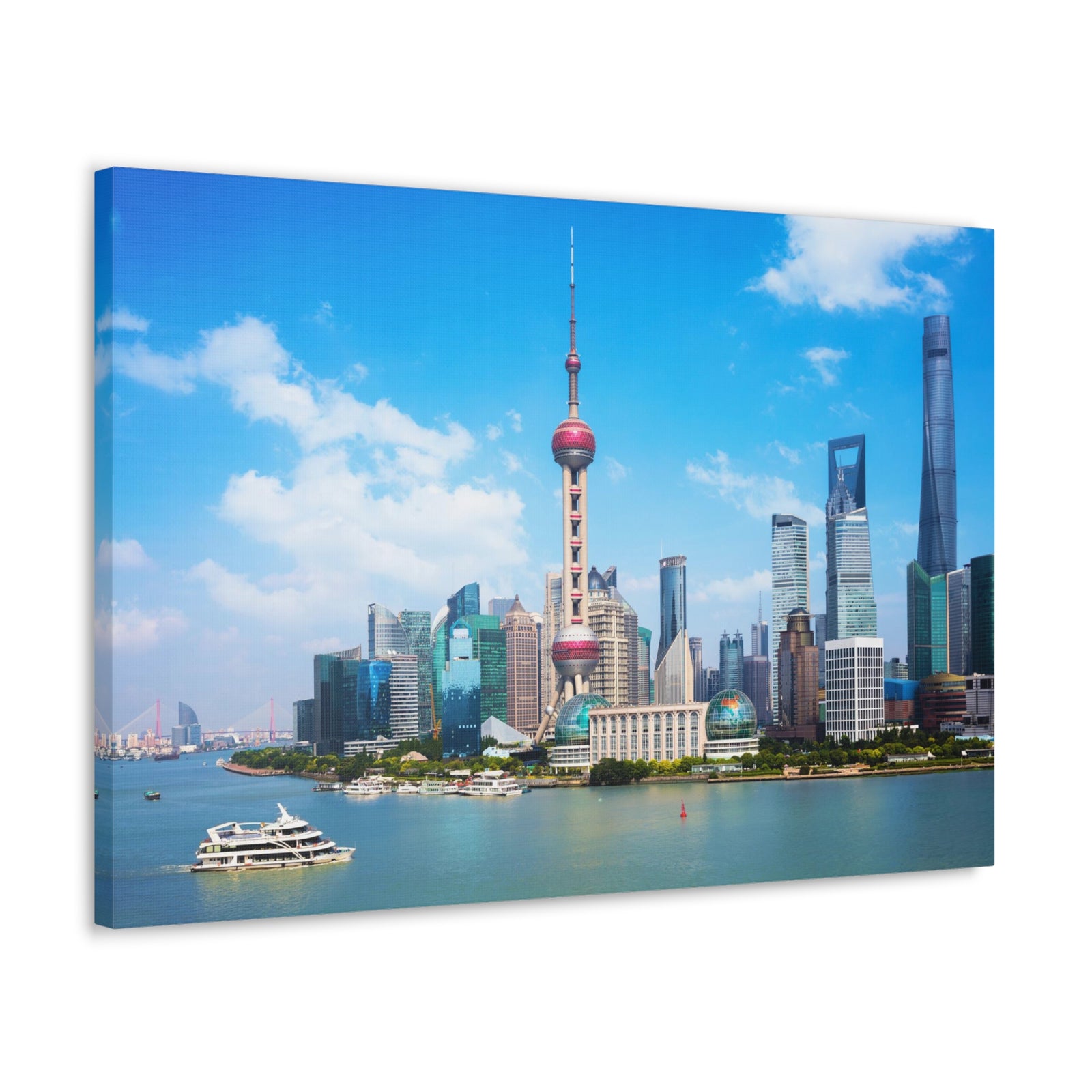 Shanghai Daytime Skyline Canvas Artwork High-Quality Breathtaking Stunning Cityscape for Home Decor Ready to Hang-Express Your Love Gifts