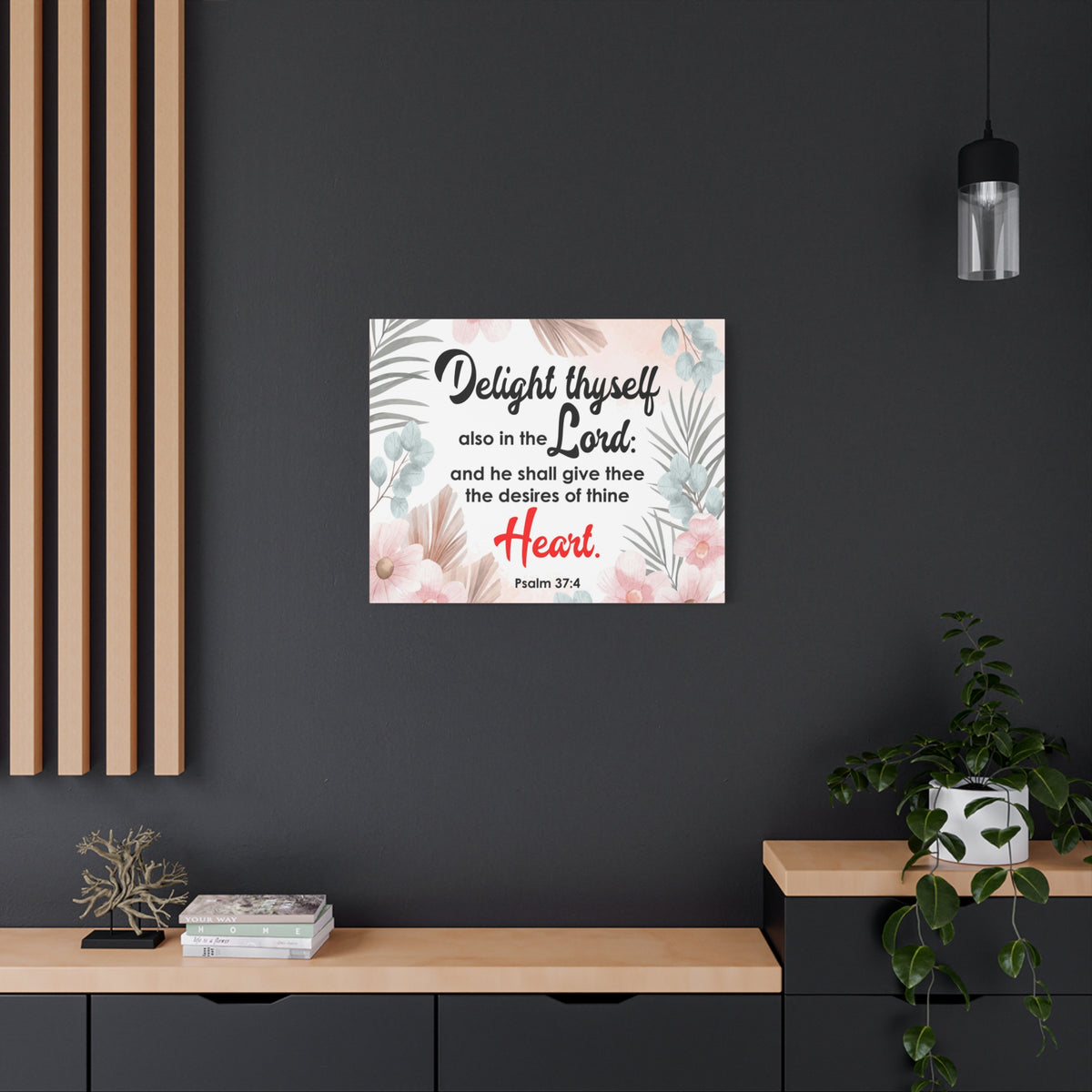 Scripture Canvas Delight Thyself Psalm 37:4 Wall Art Bible Verse Print Ready to Hang-Express Your Love Gifts