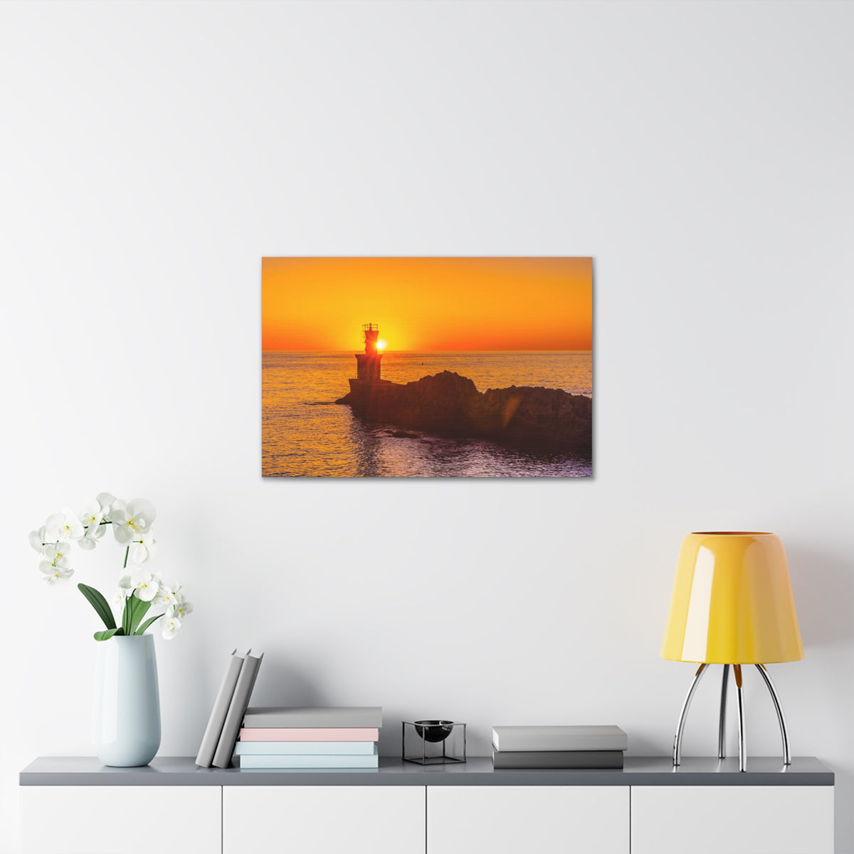 Sun Lighthouse Sunset Forest Floral Nature Photography Canvas Wall Art for Home Decor Ready-to-Hang-Express Your Love Gifts