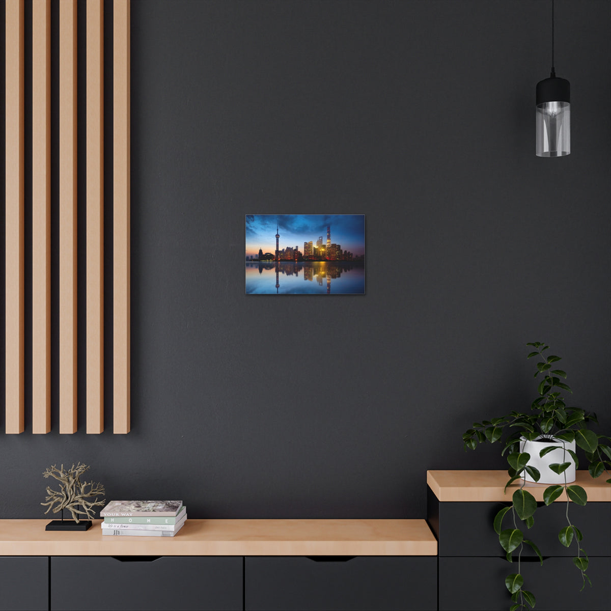 Shanghai Night Skyline Canvas Artwork High-Quality Breathtaking Stunning Cityscape for Home Decor Ready to Hang-Express Your Love Gifts