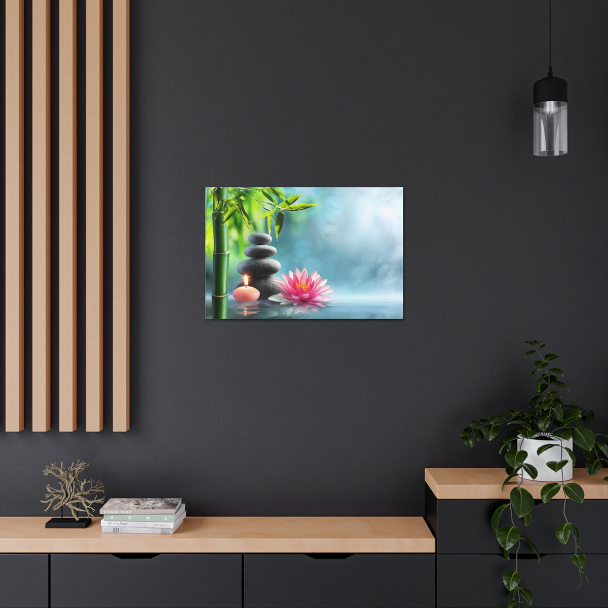 Massage Stones and Waterlily Forest Floral Nature Photography Canvas Wall Art for Home Decor Ready-to-Hang-Express Your Love Gifts