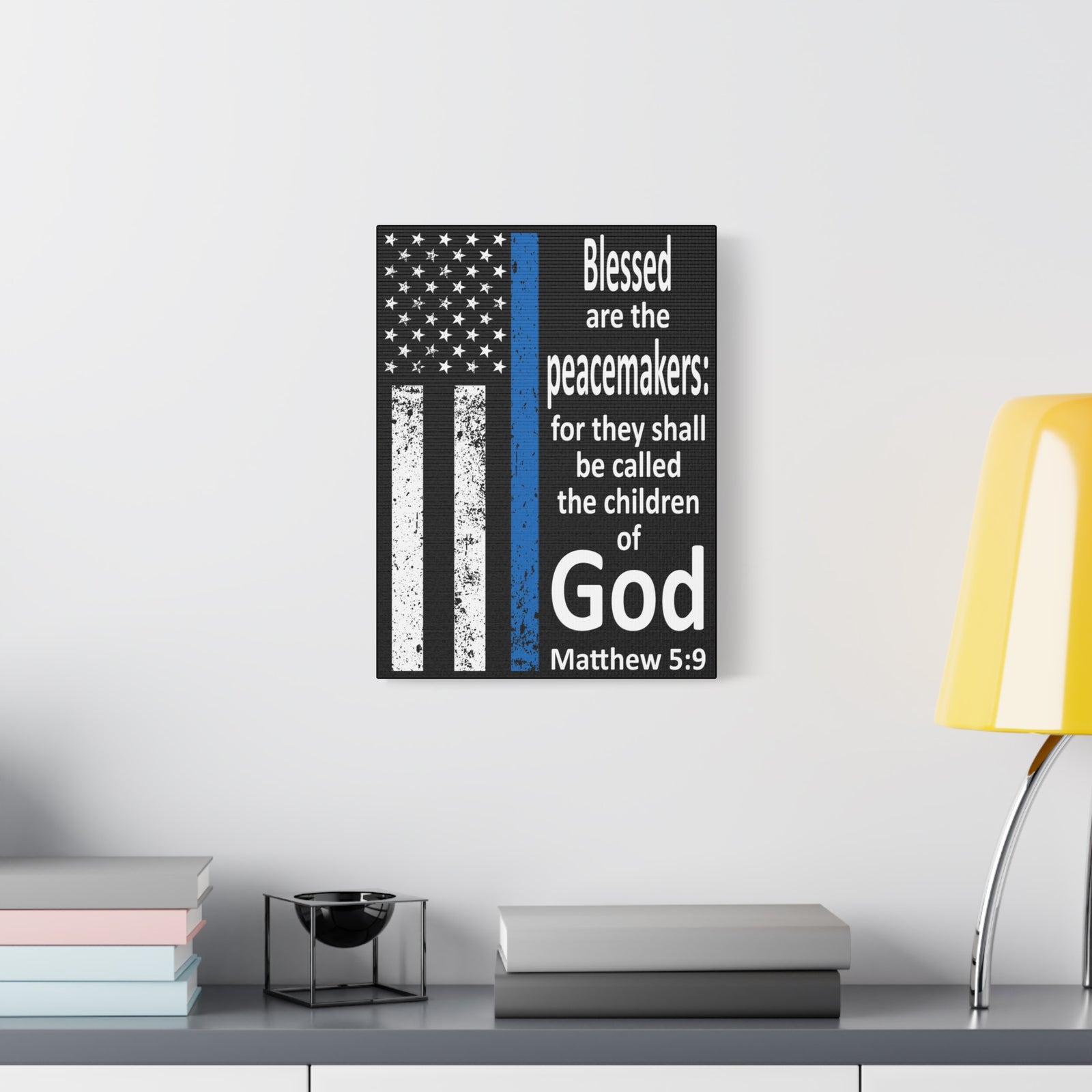 Scripture Walls Matthew 5:9 Police Officer Sign Bible Canvas Christian Wall Art Ready to Hang Unframed-Express Your Love Gifts