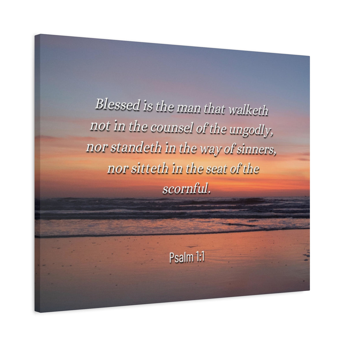 Scripture Canvas Blessed Sky Psalm 1:1 Christian Wall Art Bible Verse Print Ready to Hang-Express Your Love Gifts