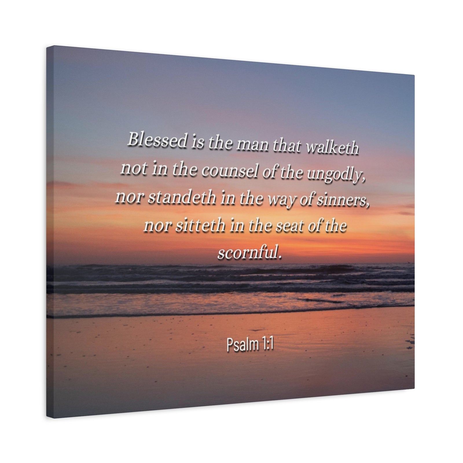 Scripture Canvas Blessed Sky Psalm 1:1 Christian Wall Art Bible Verse Print Ready to Hang-Express Your Love Gifts