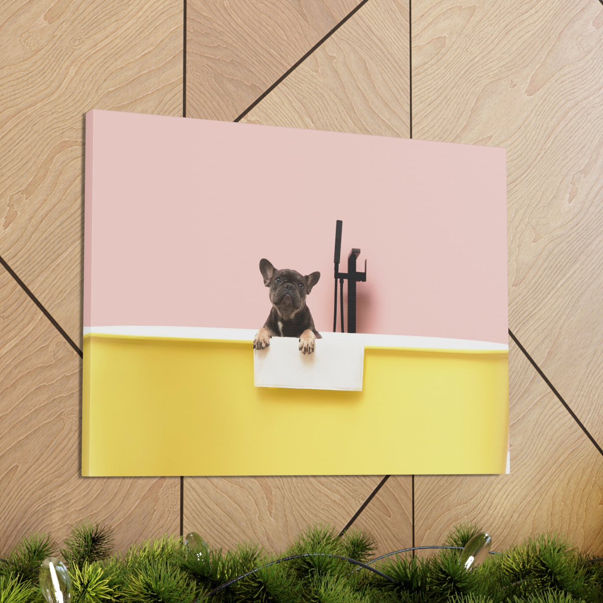 Cute French Bulldog Bath Canvas Wall Art for Home Decor Ready-to-Hang-Express Your Love Gifts