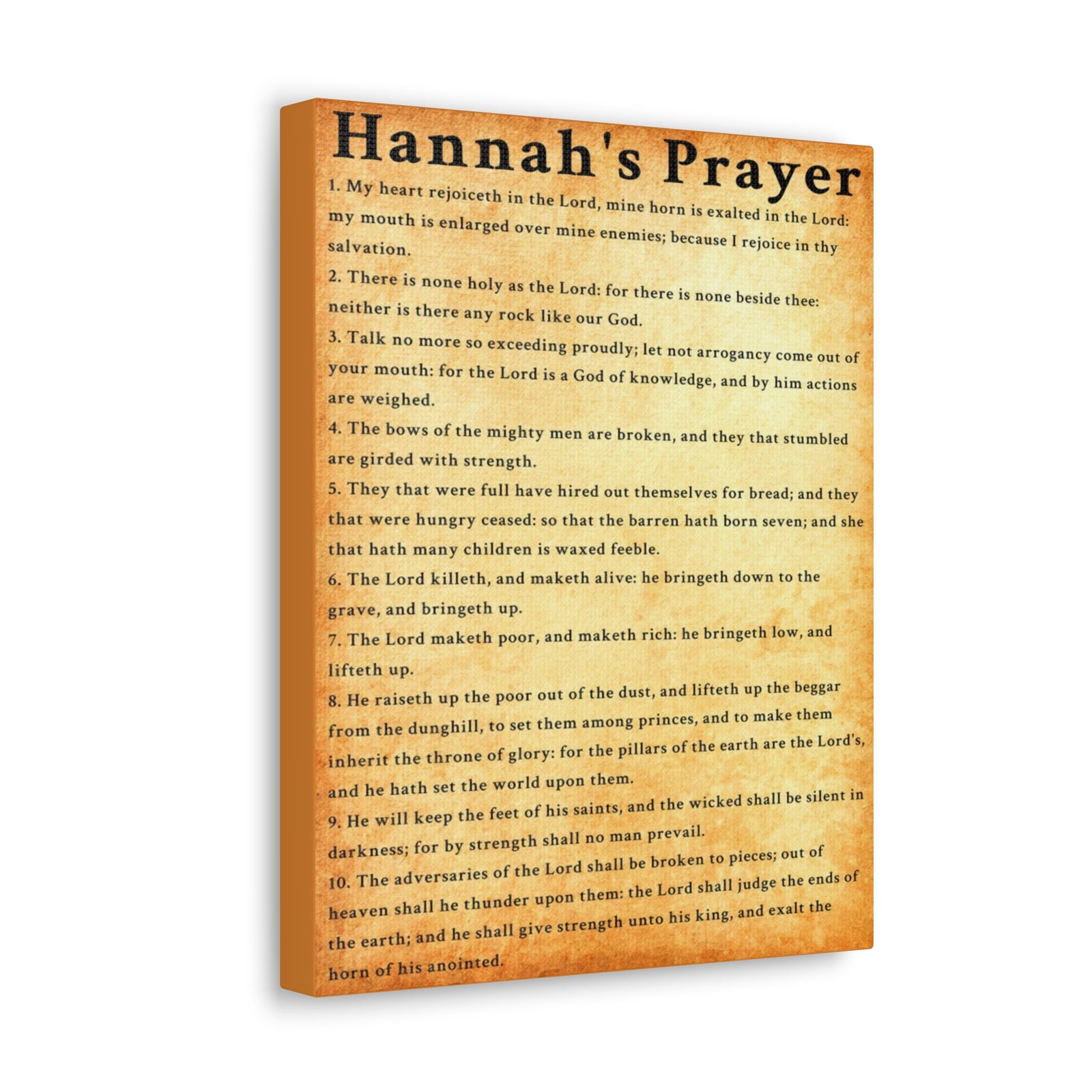 Scripture Walls Hannah's Prayer 1 Samuel 2:1–10 Gold Bible Verse Canvas Christian Wall Art Ready to Hang Unframed-Express Your Love Gifts