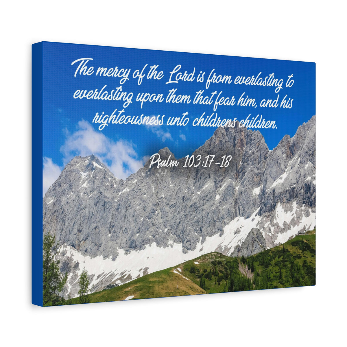 Scripture Canvas The Mercy of The Lord Psalm 103:17-18 Christian Wall Art Bible Verse Print Ready to Hang-Express Your Love Gifts