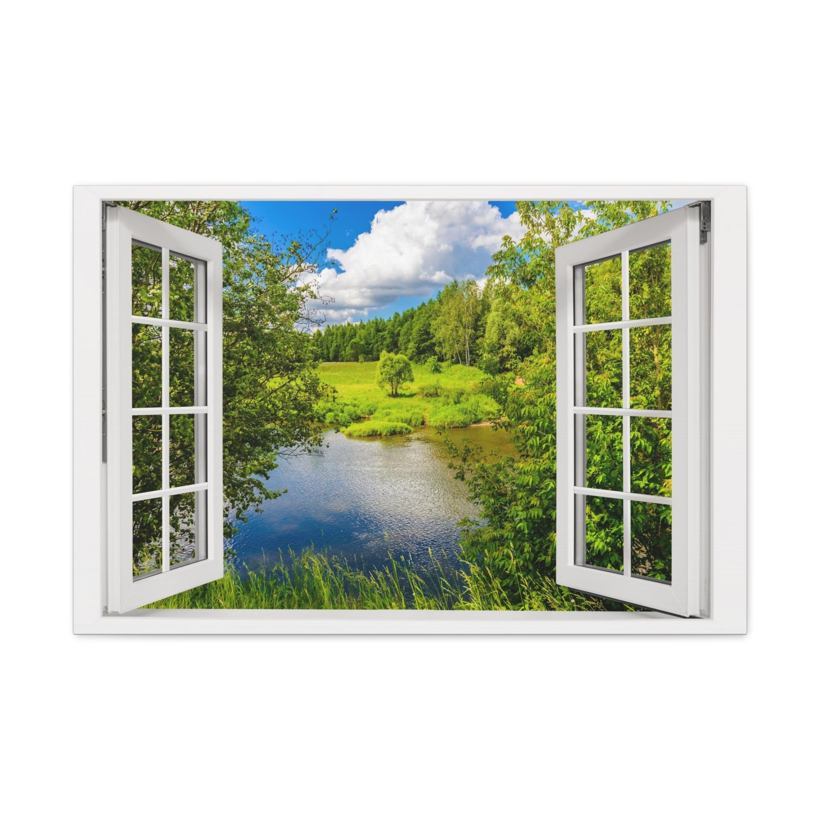 Canvas Print Wall Art Lake Tree View Nature Photography Realism Scenic Landscape Colorful Multicolor for Home Decor Ready to Hang-Express Your Love Gifts