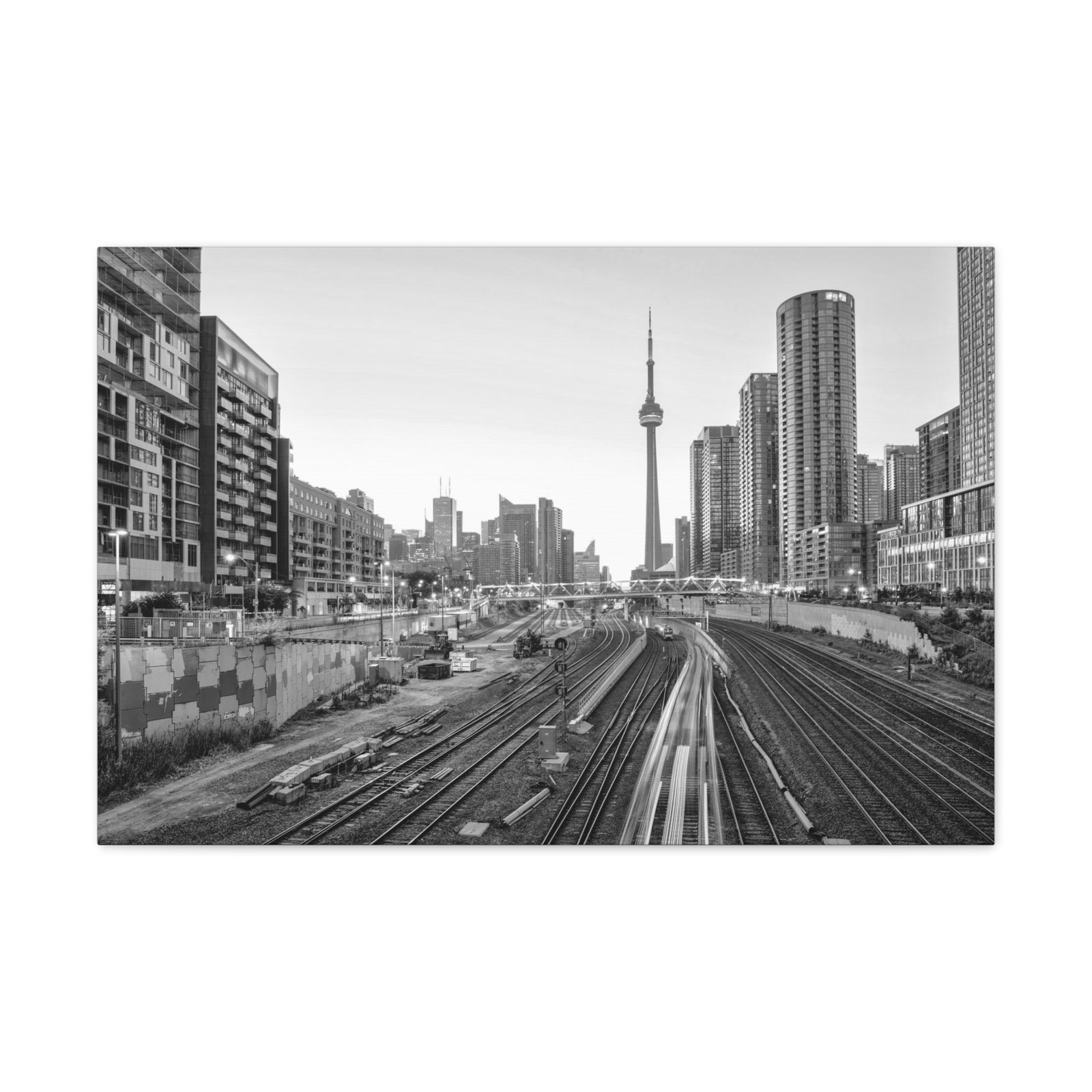 Toronto Black And White Skyline Canvas Artwork High-Quality Breathtaking Stunning Cityscape for Home Decor Ready to Hang-Express Your Love Gifts