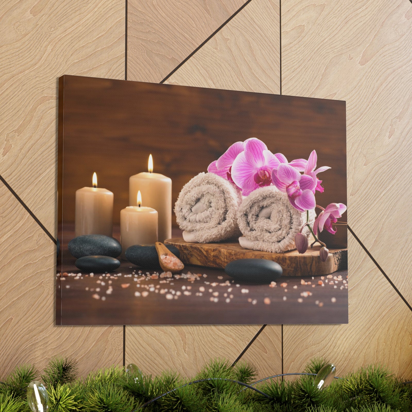 Rolled Towel and Orchids Forest Floral Nature Photography Canvas Wall Art for Home Decor Ready-to-Hang-Express Your Love Gifts