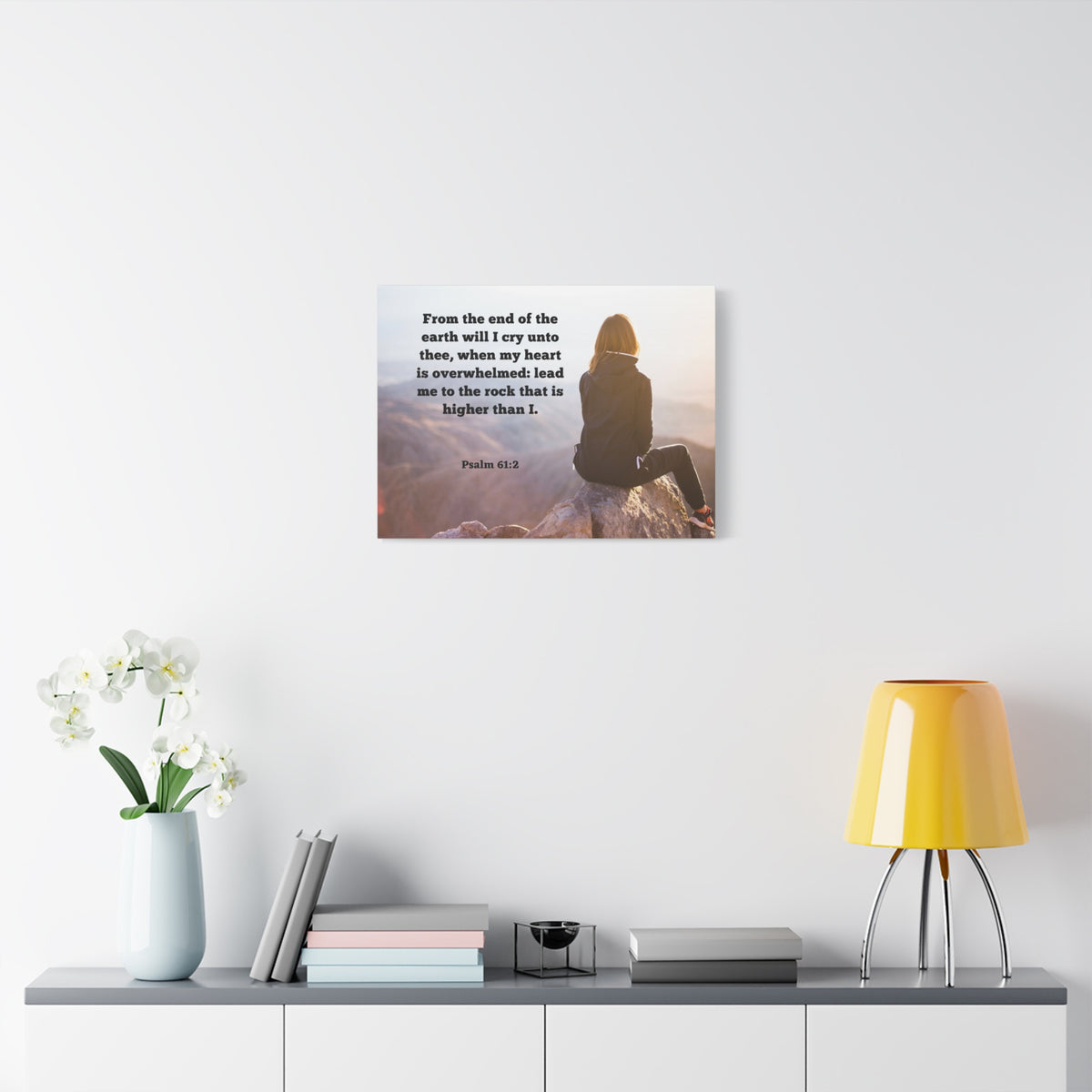 Scripture Canvas Heart Is Overwhelmed Psalms 61:2 Christian Wall Art Bible Verse Print Ready to Hang-Express Your Love Gifts