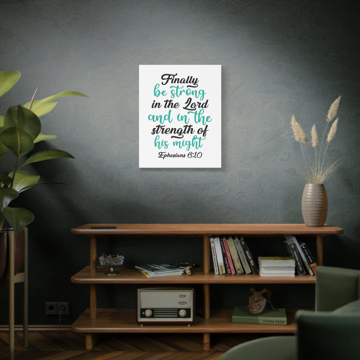 Scripture Canvas Be Strong In The Lord Ephesians 6:10 Christian Wall Art Bible Verse Print Ready to Hang-Express Your Love Gifts