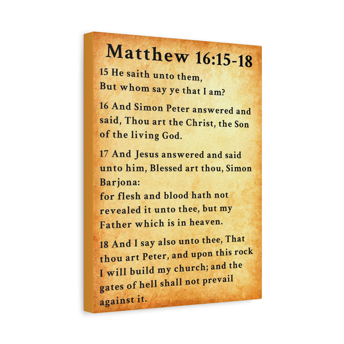 Scripture Walls Matthew 16:15-18 KJV Bible Verse Canvas Christian Wall Art Ready to Hang Unframed-Express Your Love Gifts