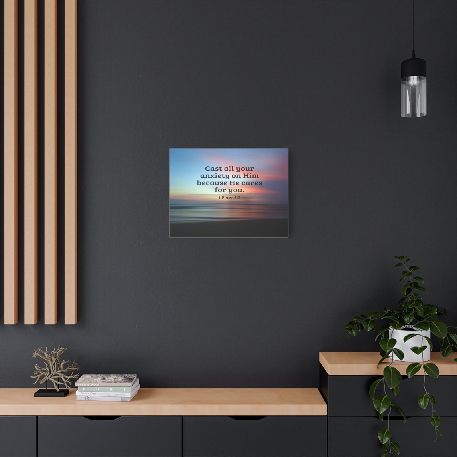 Scripture Walls He Cares For You 1 Peter 5:7 Bible Verse Canvas Christian Wall Art Ready to Hang-Express Your Love Gifts