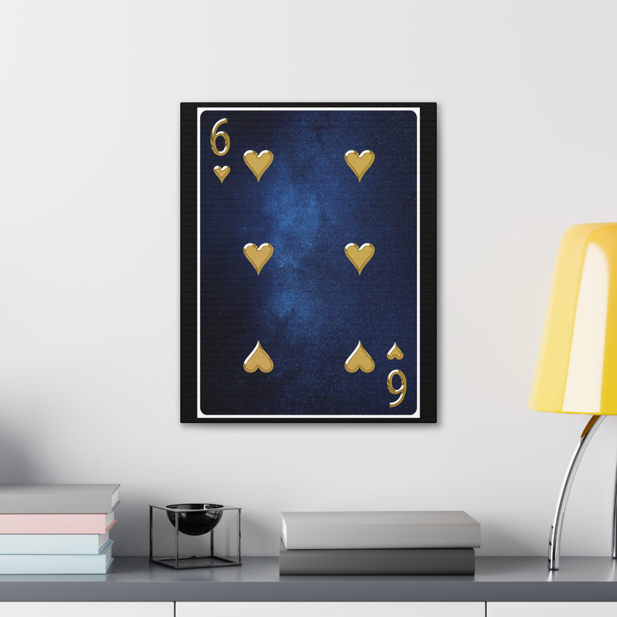 Six Of Hearts Space Background Playing Card Canvas Wall Art for Home Decor Ready-to-Hang-Express Your Love Gifts