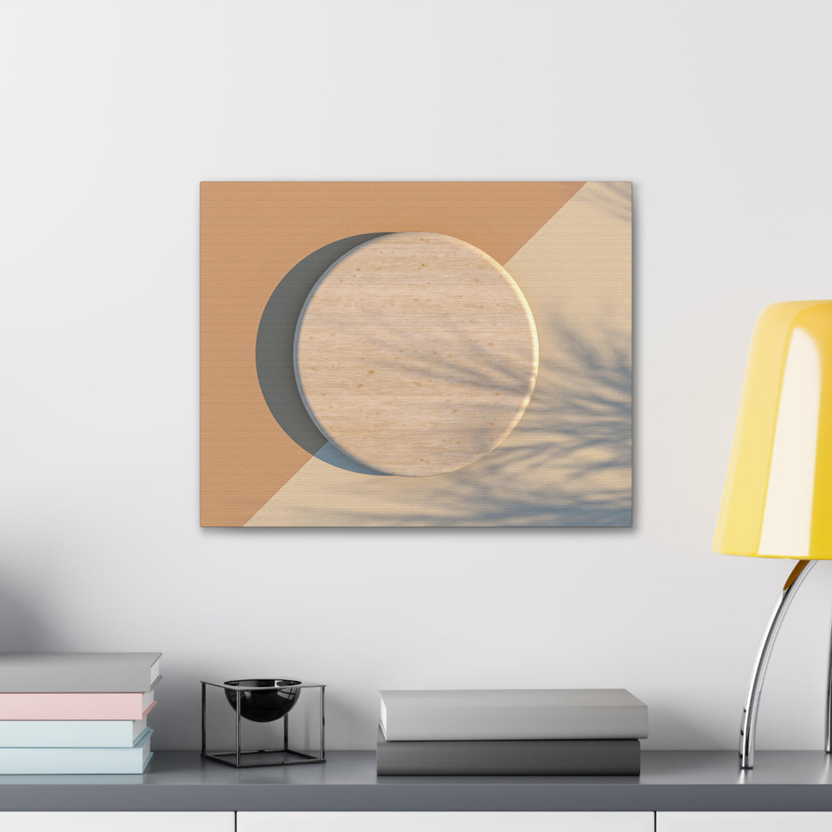 Round Wood Natural Element Canvas Wall Art for Home Decor Ready-to-Hang-Express Your Love Gifts