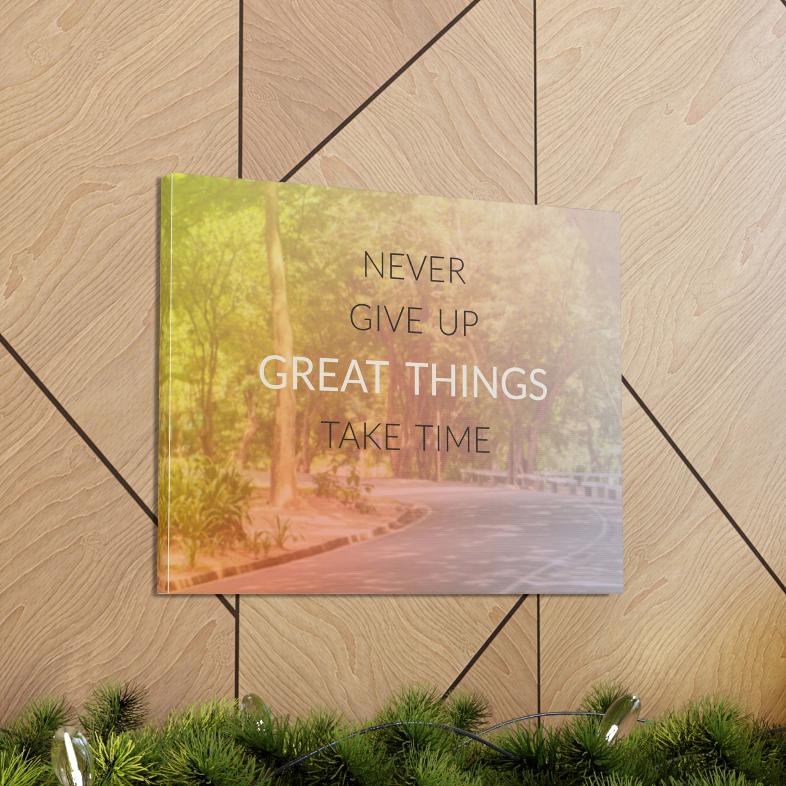 Inspirational Quote Canvas Never Give Up Motivational Print Ready to Hang Artwork-Express Your Love Gifts