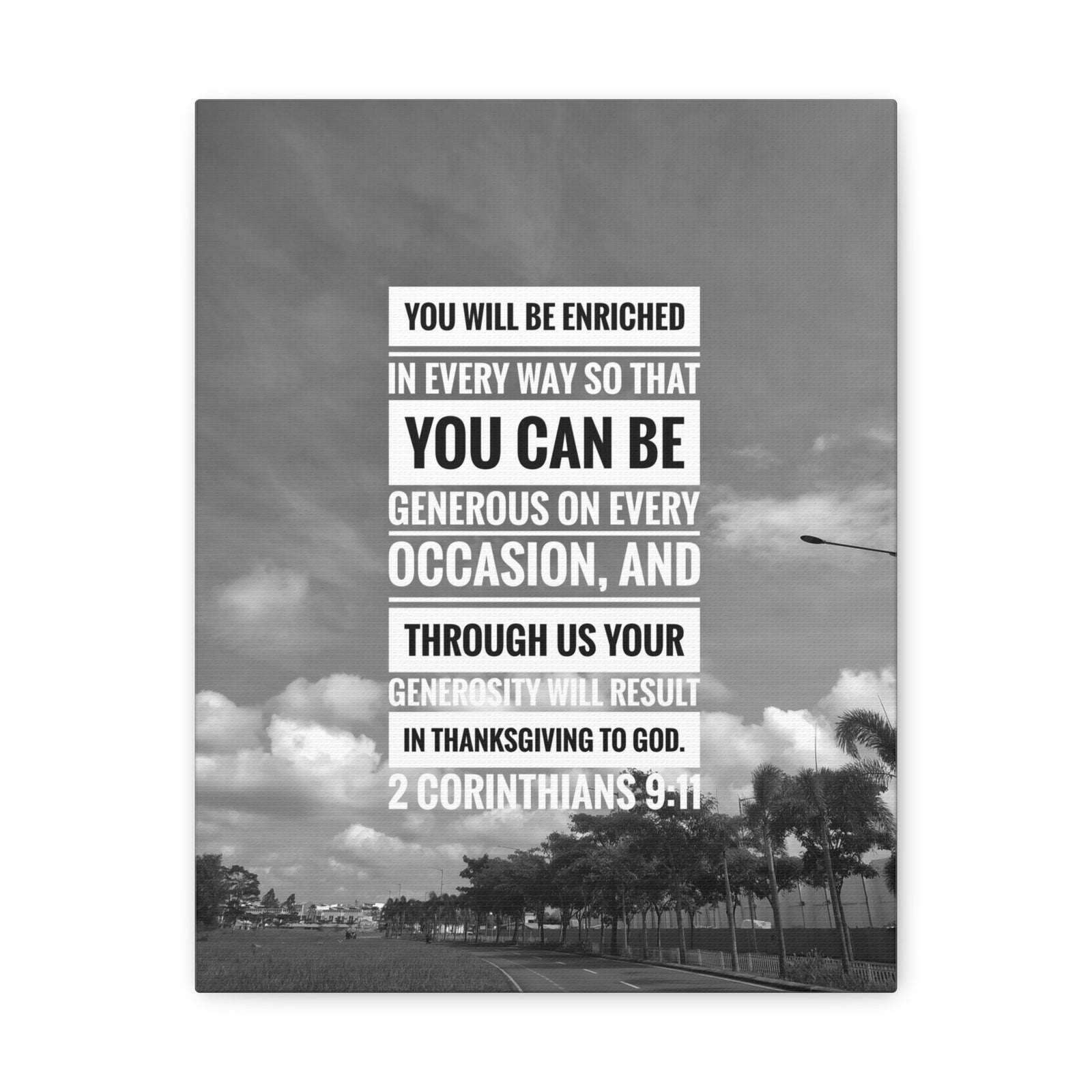 Scripture Canvas You Will Be Enriched 2 Corinthians 9:11 Christian Wall Art Bible Verse Print Ready to Hang-Express Your Love Gifts