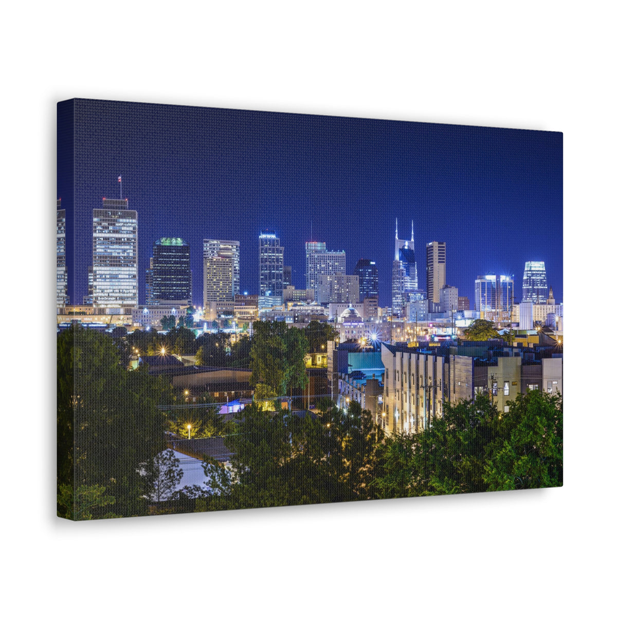 Nashville Night Skyline Canvas Artwork High-Quality Breathtaking Stunning Cityscape for Home Decor Ready to Hang-Express Your Love Gifts