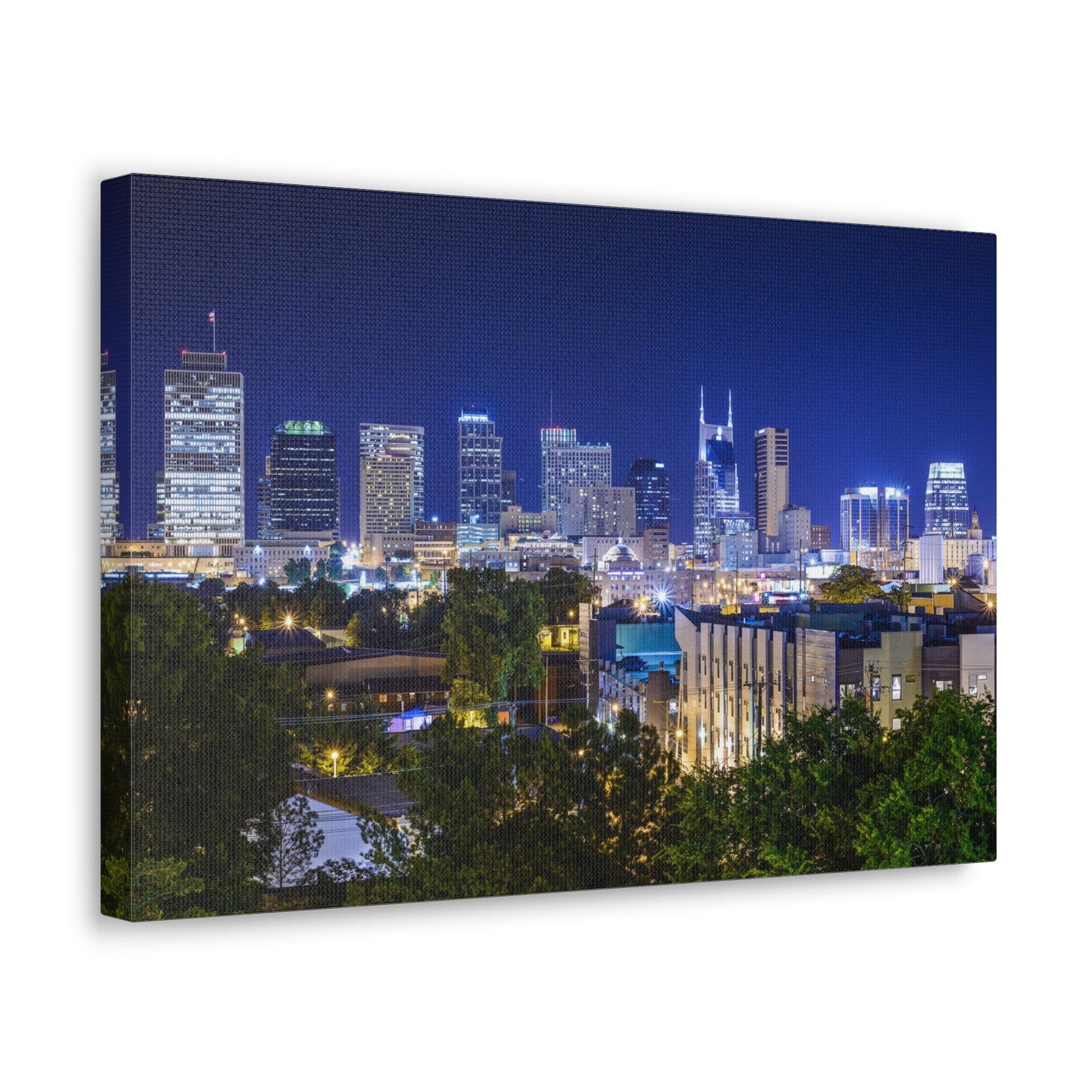 Nashville Night Skyline Canvas Artwork High-Quality Breathtaking Stunning Cityscape for Home Decor Ready to Hang-Express Your Love Gifts